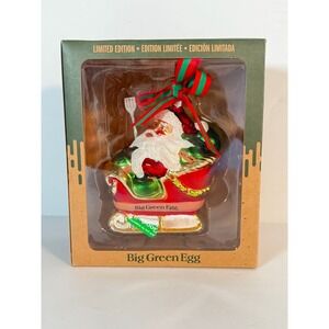 Big Green Egg Collectible Glass Santa Sleigh Holiday Ornament‎ DEAD STOCK